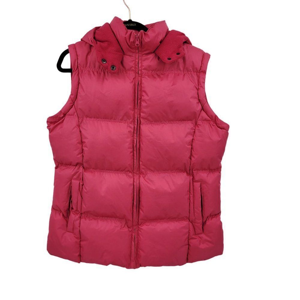 Climate Concepts Women's‎ Hooded Puffer Vest L Pink Fuchsia Quilted Pockets